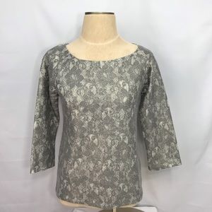 Banana Republic Grey Metallic Bonded Lace Top